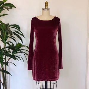 Effortlessly chic faux suede long sleeve bodycon dress